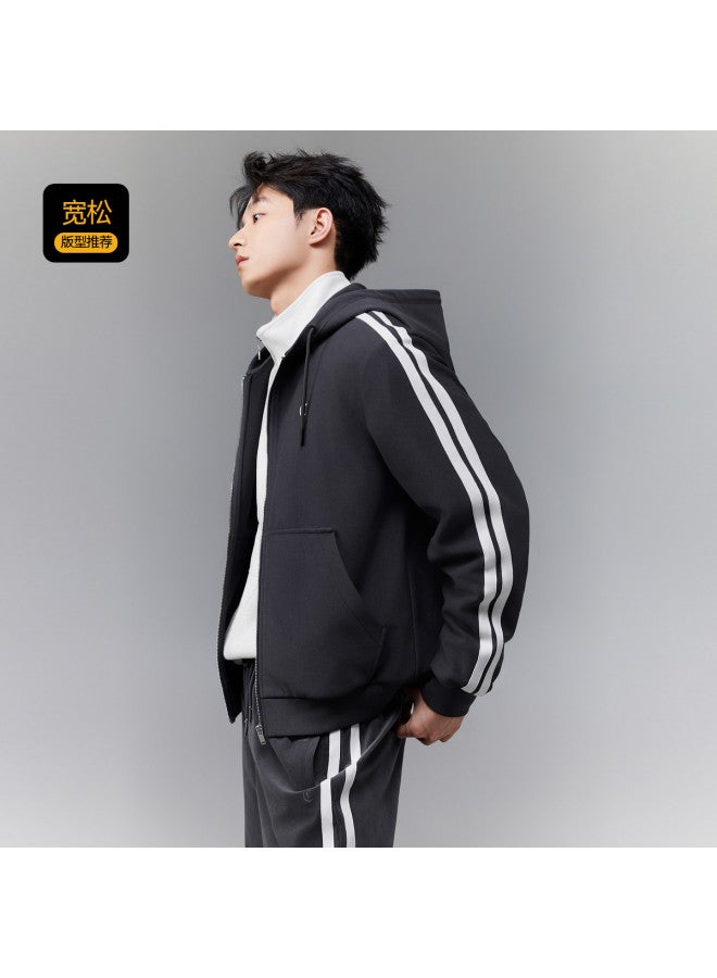 Cabbeen Autumn Men's Jacket With Side Patch Webbing Knit Sportswear Set Winter Jacket - Image 5