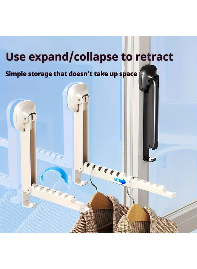 White Foldable Suction Cup Clothes Drying Rack No Drilling Expandable ABS For Balcony Bathroom - Image 3