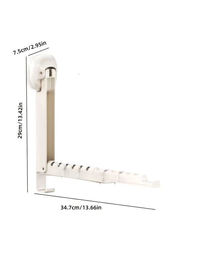 White Foldable Suction Cup Clothes Drying Rack No Drilling Expandable ABS For Balcony Bathroom - Image 4