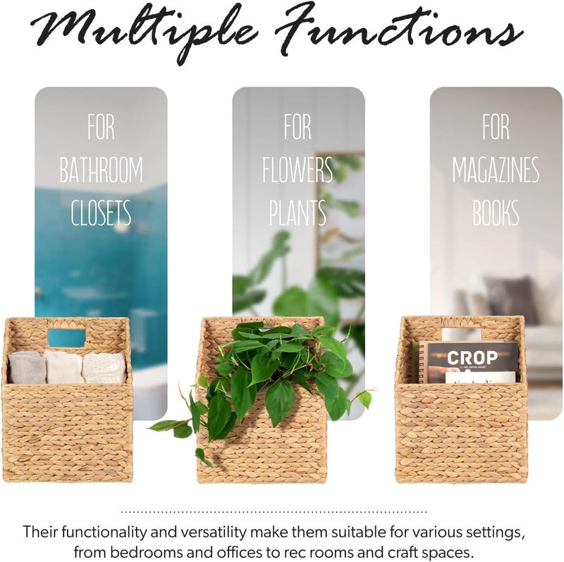 SIEUSALEVN Wicker Hanging Storage Basket (10,5"Lx6,5"Wx13"H), Set of 2 Wall Baskets, Water Hyacinth Baskets, Wall Decor Hyacinth Basket Hanging for Organizing Files, Mails, Books, Accessories - Image 5