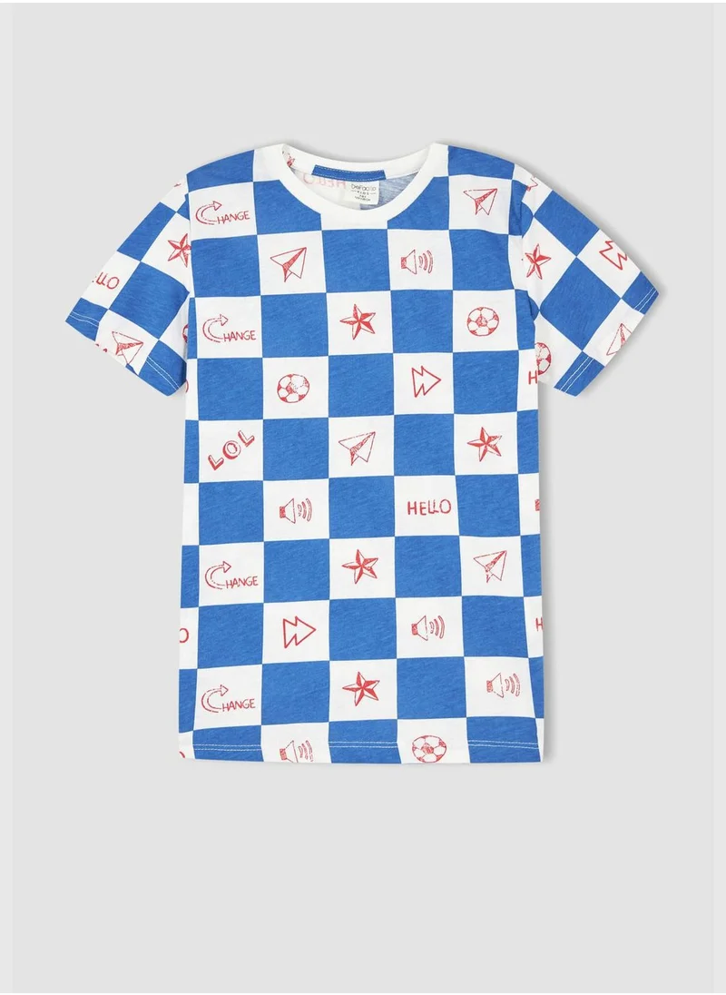 ديفاكتو Regular Fit Short Sleeve Checkers Print Pyjama Set