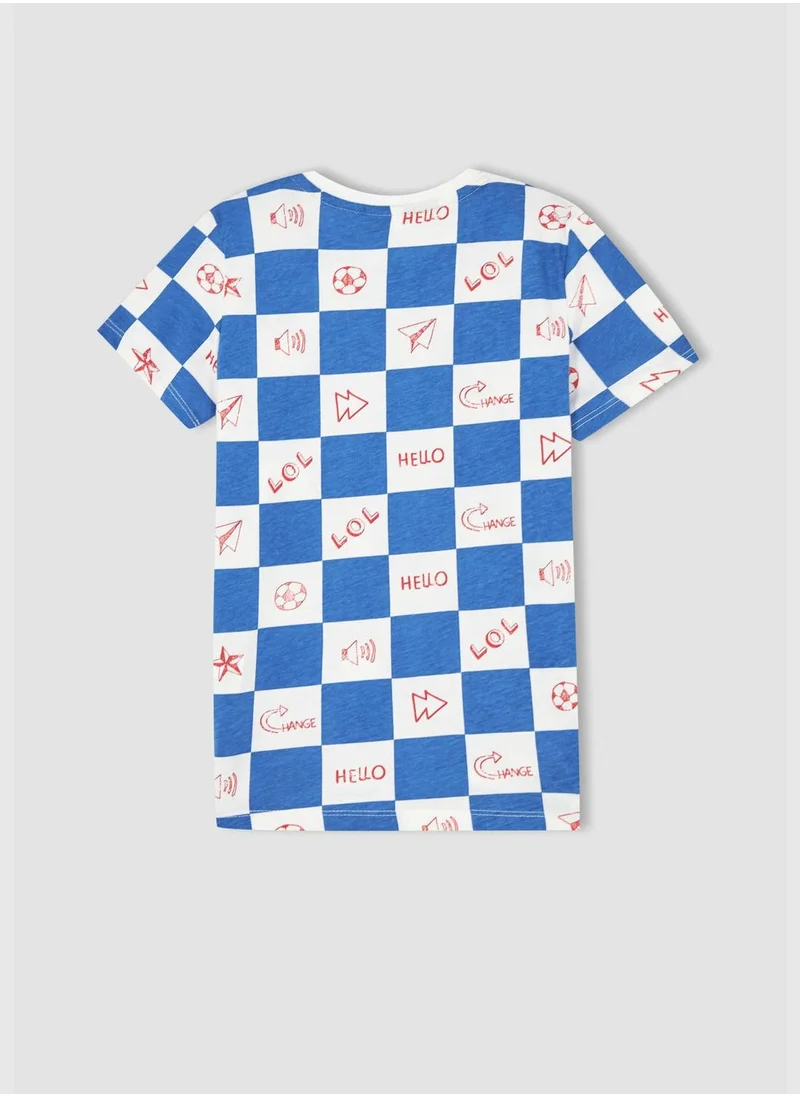 ديفاكتو Regular Fit Short Sleeve Checkers Print Pyjama Set