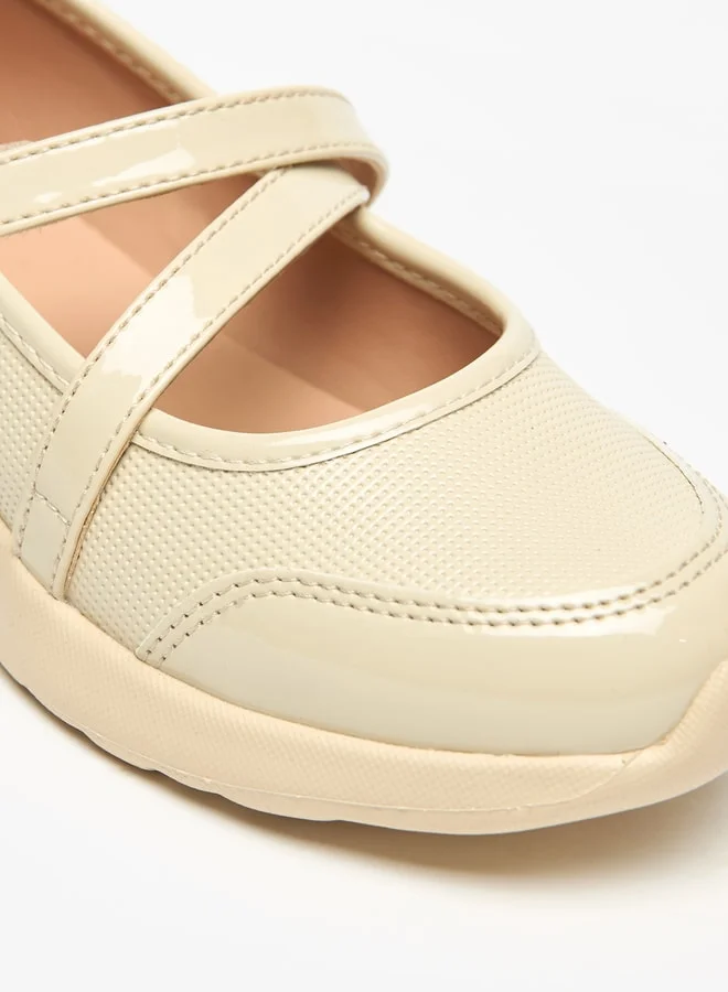 ميسي Little Missy Panelled Mary Jane Shoes with Hook and Loop Closure