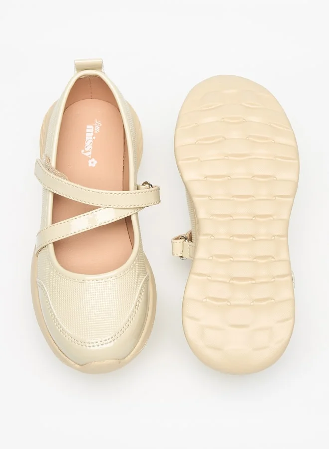 ميسي Little Missy Panelled Mary Jane Shoes with Hook and Loop Closure