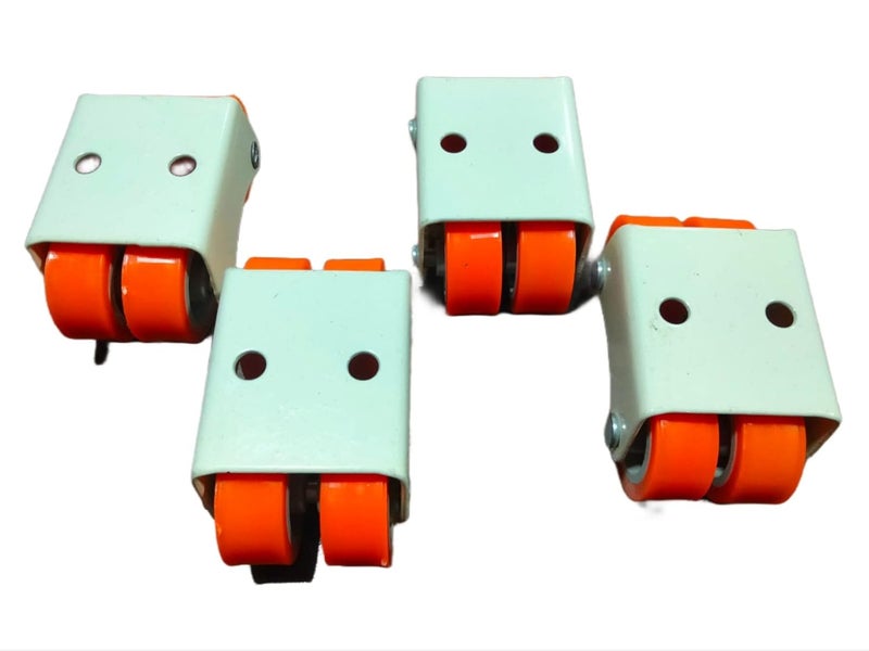 Implemental Bosney 4 x Fix Four Nylon Wheel Caster for Furniture Table Trolley 200Kg Load CapacityIvoryOrange - Image 2