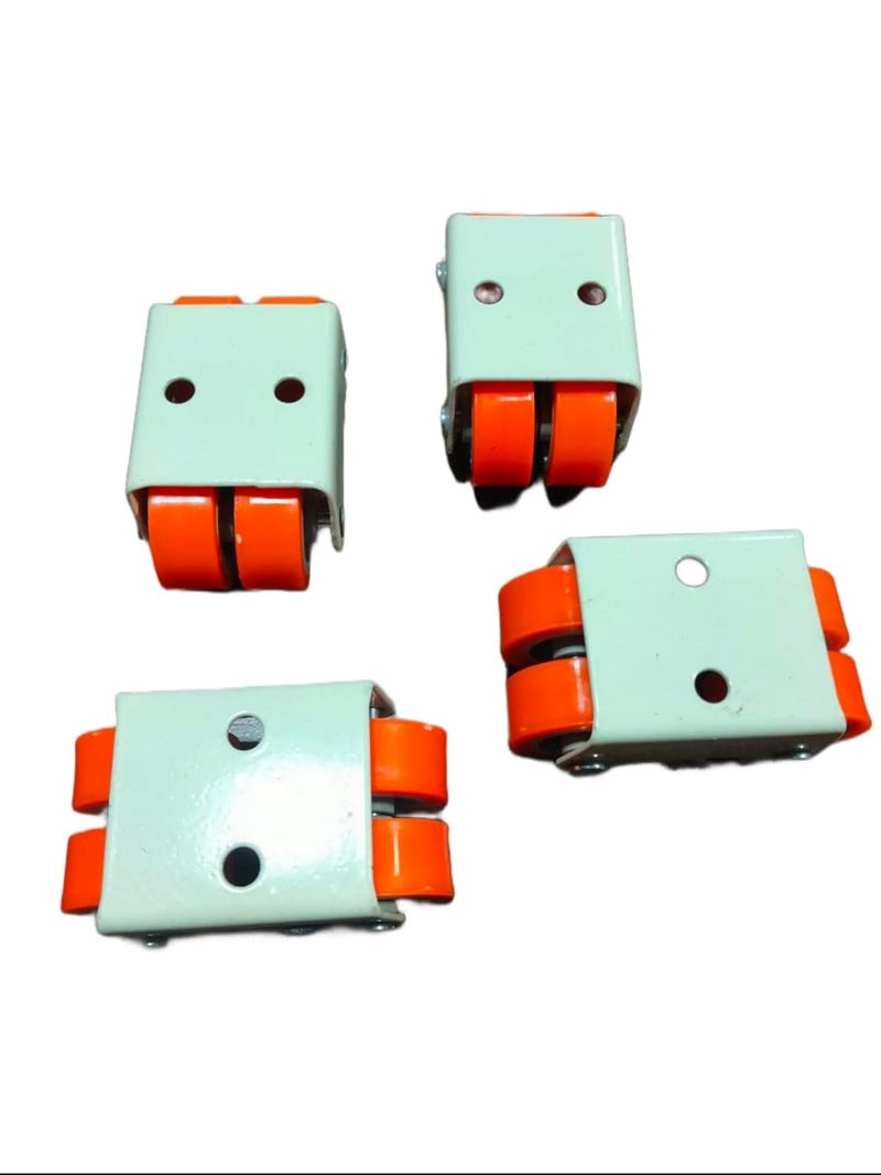 Implemental Bosney 4 x Fix Four Nylon Wheel Caster for Furniture Table Trolley 200Kg Load CapacityIvoryOrange - Image 3