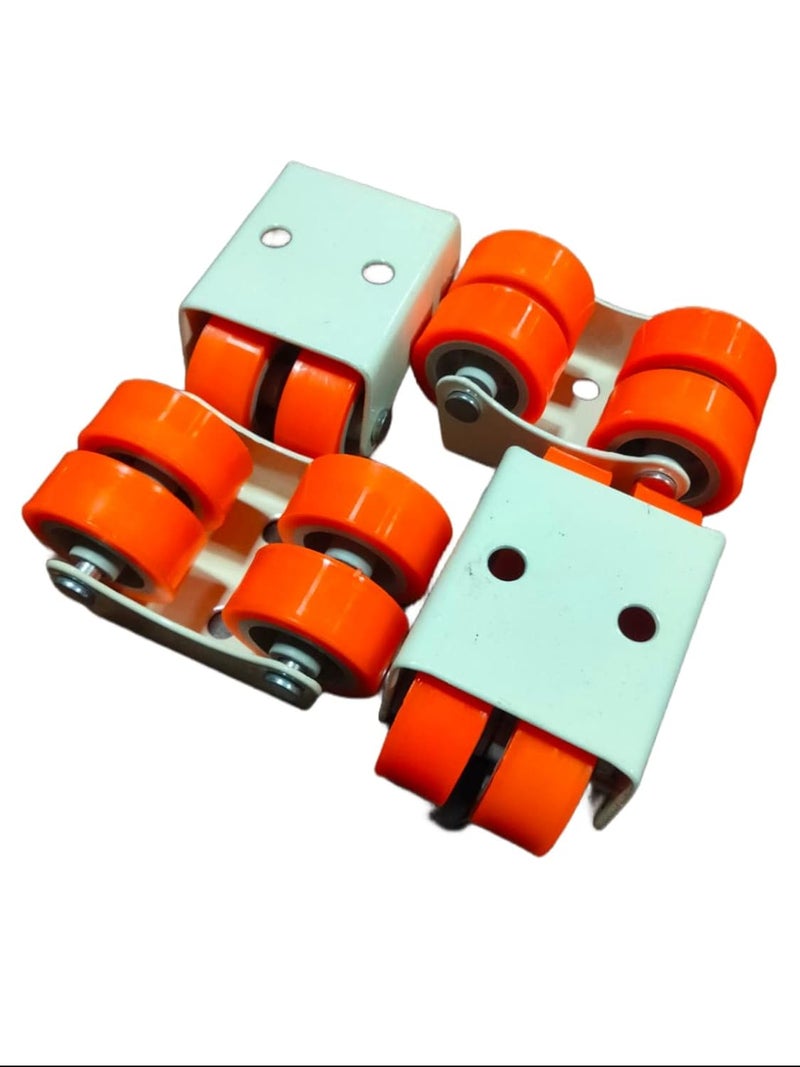 Implemental Bosney 4 x Fix Four Nylon Wheel Caster for Furniture Table Trolley 200Kg Load CapacityIvoryOrange - Image 1