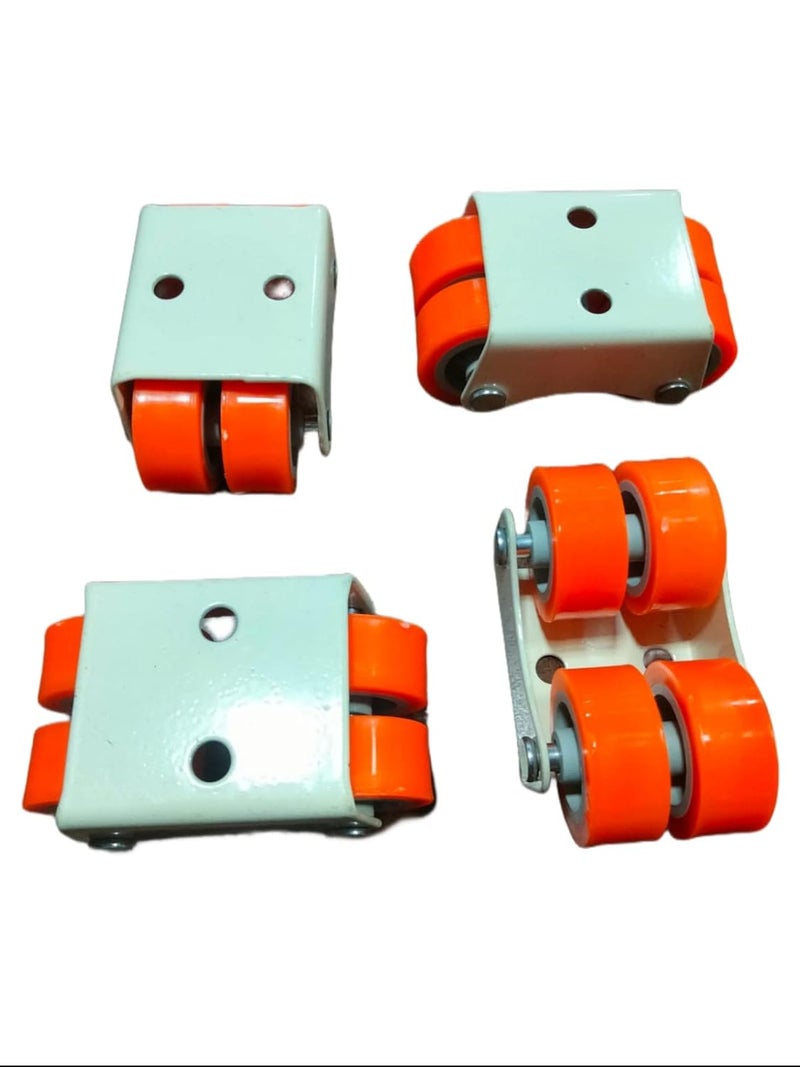 Implemental Bosney 4 x Fix Four Nylon Wheel Caster for Furniture Table Trolley 200Kg Load CapacityIvoryOrange - Image 4