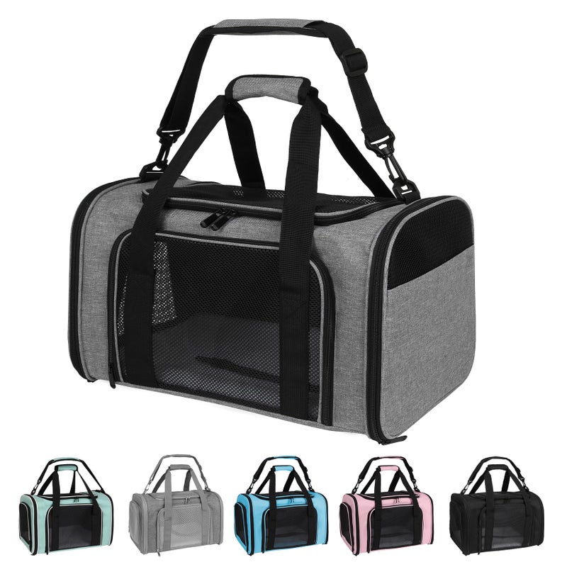 Yipincover Carriers Soft-Sided Pet Carrier Case for Small Medium Cats Dogs Puppy Under 25 lbs,Airline Approved Cat Carrier with 4 Ventilated Windows (Medium,Grey&Black) - Image 1