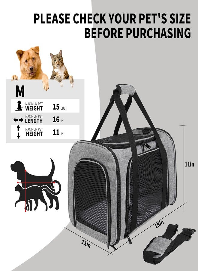 Yipincover Carriers Soft-Sided Pet Carrier Case for Small Medium Cats Dogs Puppy Under 25 lbs,Airline Approved Cat Carrier with 4 Ventilated Windows (Medium,Grey&Black) - Image 4