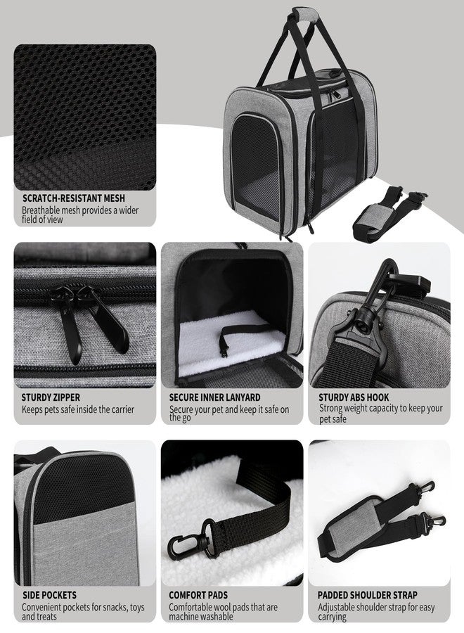 Yipincover Carriers Soft-Sided Pet Carrier Case for Small Medium Cats Dogs Puppy Under 25 lbs,Airline Approved Cat Carrier with 4 Ventilated Windows (Medium,Grey&Black) - Image 3