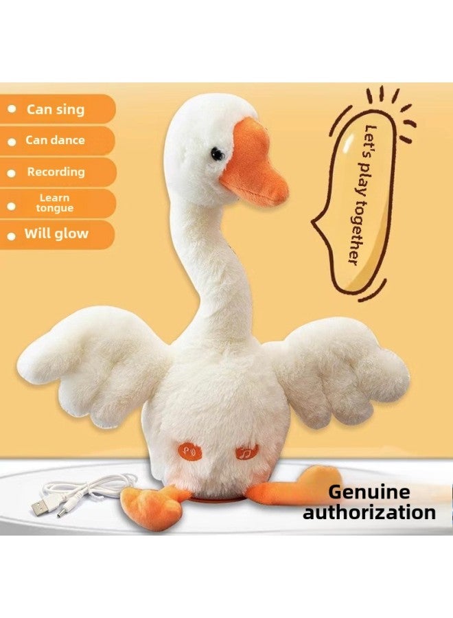 Sand Sculpture White Goose Can Sing And Dance, Learn To Speak And Twist Sand Sculpture Rereading Goose Children's Gift-Specification:Big White Goose-Color:English  Sing, Dance And Learn To Speak - Image 1