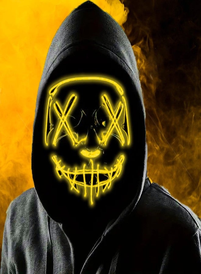 بولافارد قناع بولافارد للهالوين، قناع مضيء بتقنية LED، مناسب للمهرجانات، وأزياء الهالوين التنكرية، وحفلات التنكر، والكرنفالات، والهدايا (أصفر) - Image 1