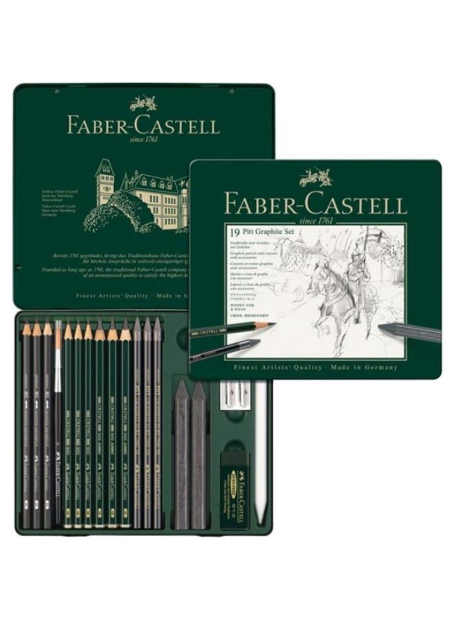 فابير كاستل مجموعة مكونة من 19 قطعة من مجموعة الجرافيت أحادية اللون من بيت الجرافيت - Image 1