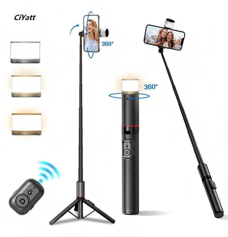 PLOKAMA AI intelligent 360 Auto Face Tracking Tripod 360° Rotation with Stand & Light, Phone Camera Holder Stand with Remote & Gesture Control, Extendable Selfie Stick for GoPro/Travel/Vlog/Video/Tiktok/Live Streaming p10 pro - Image 2