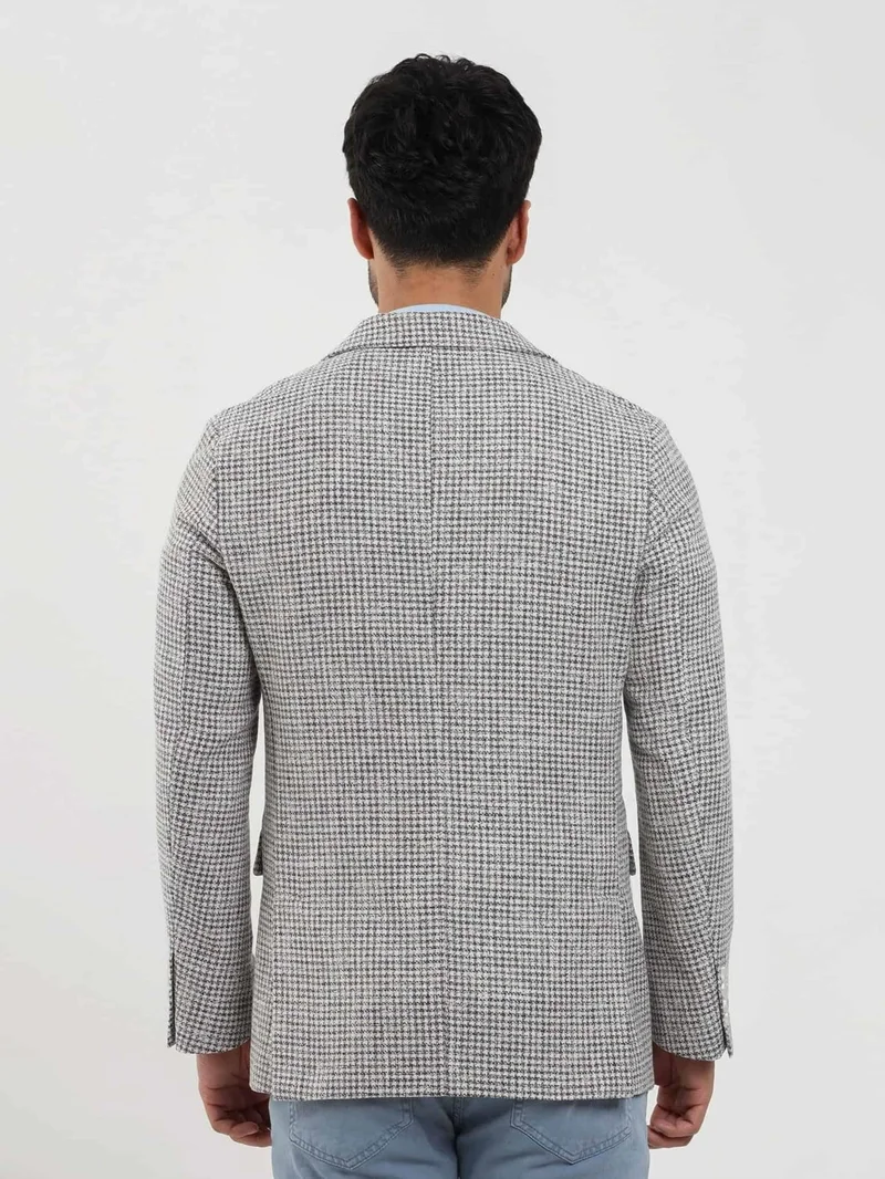 Dufy Saks Men's Slim Fit Pitikare Patterned Pointed Collar Casual Jacket 104437