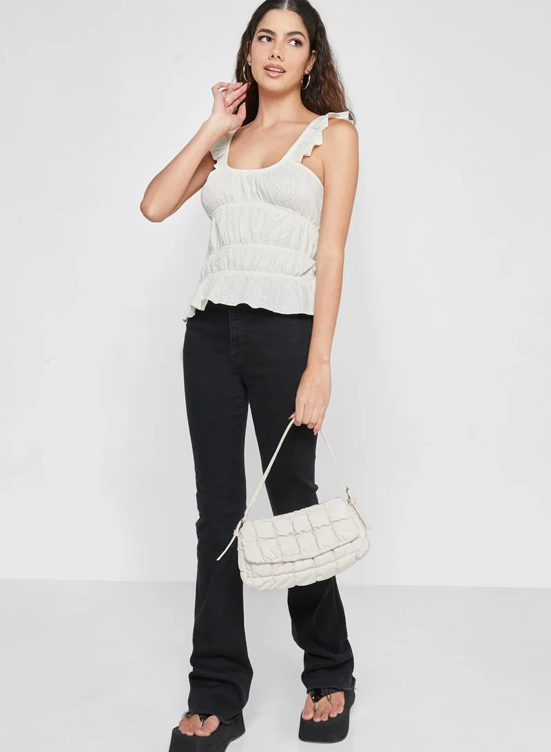 Topshop Petite Ruffle Shoulder Cami