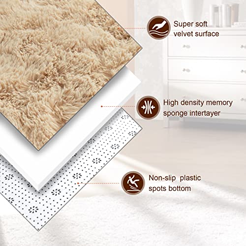 TWINNIS Super Soft Shaggy Rugs Fluffy Carpets 8x10 Feet Indoor Modern Plush Area Rugs for Living Room Bedroom Kids Room Nursery Home Decor Upgrade AntiSkid Rectangular Fuzzy Rug Light Tan - Image 3
