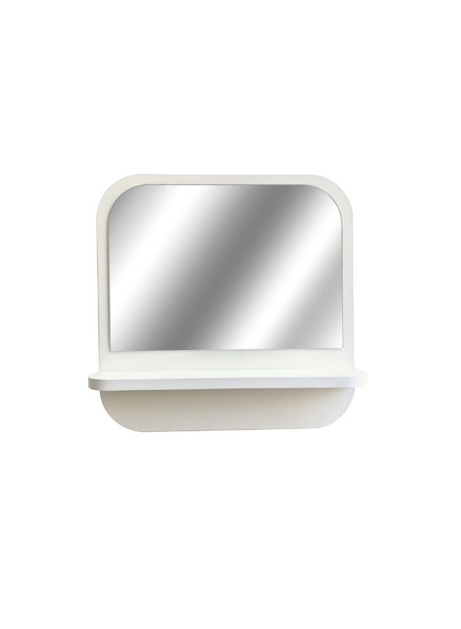 ايست من نون مرآة حائطية مع رف، لون أبيض، مرآة مدخل مزخرفة، 45×45 سم - Image 1