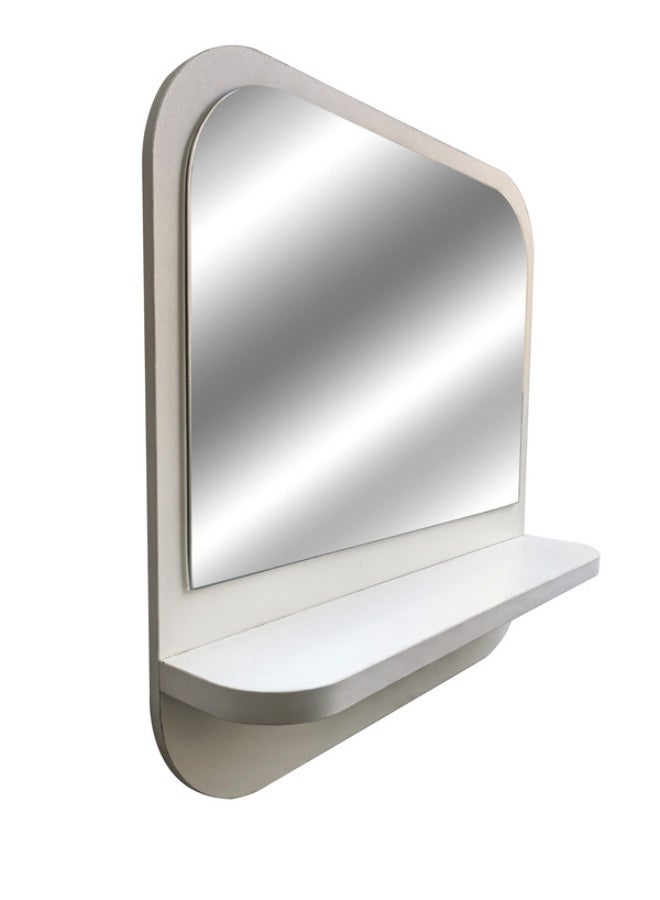 ايست من نون مرآة حائطية مع رف، لون أبيض، مرآة مدخل مزخرفة، 45×45 سم - Image 4