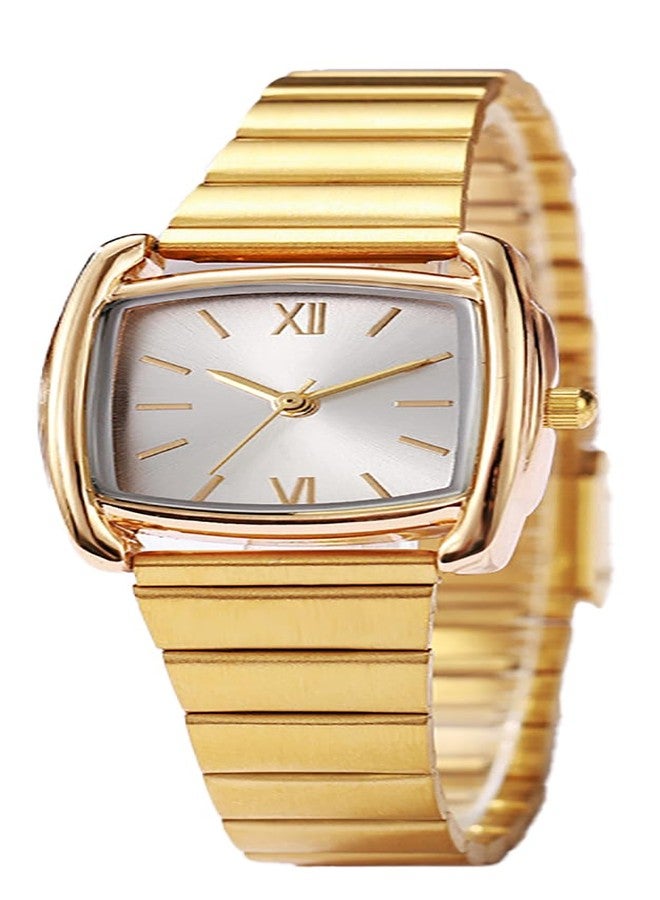 BESTKANG Square Watches for Women with Small Vintage Bracelet,Rectangular Case Roman Dial (Gold White) - Image 1