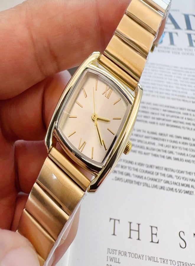 BESTKANG Square Watches for Women with Small Vintage Bracelet,Rectangular Case Roman Dial (Gold White) - Image 5