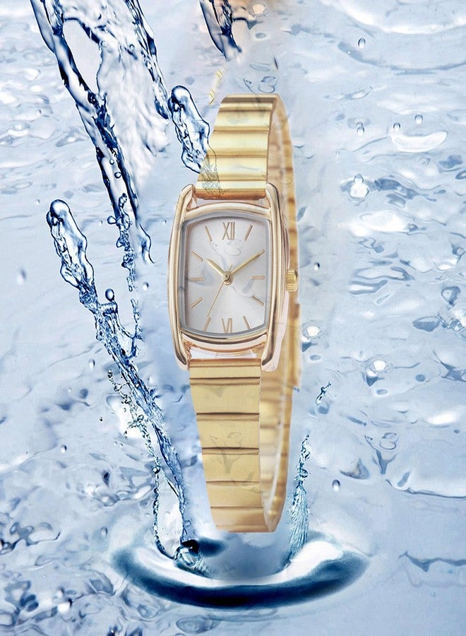 BESTKANG Square Watches for Women with Small Vintage Bracelet,Rectangular Case Roman Dial (Gold White) - Image 4