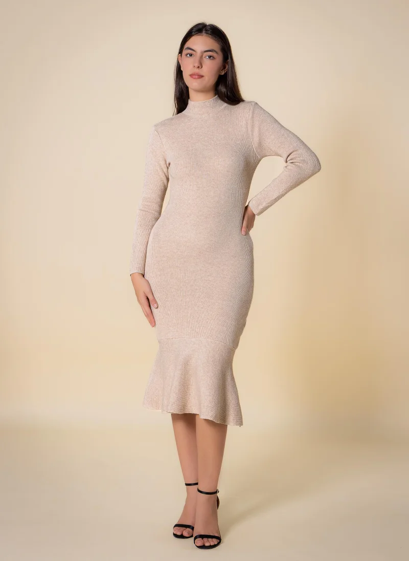 SHAPES KNITTED MIDI DRESS