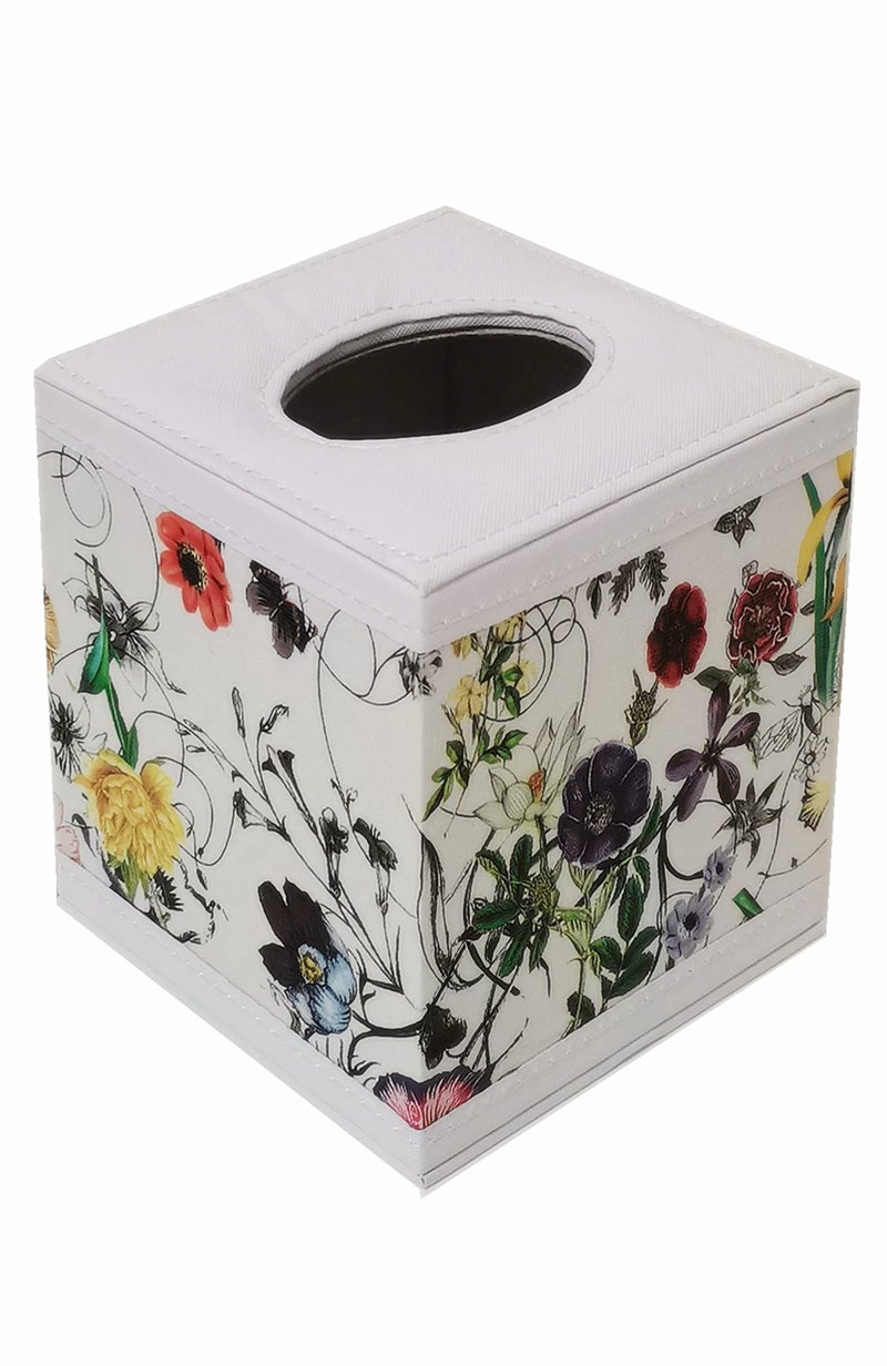 S Forever Home Decor Flower Pattern Faux Leather Tissue Box Cover SquareFloral