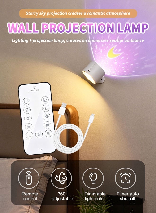 Forthcan RGB Star Projector Wall Light, 2-in-1 Rechargeable Night Light and Projection Lamp with Remote Control, Dimmable 3 Color Temperatures, Timer, 360° Adjustable Magnetic Base for Bedroom - Image 2