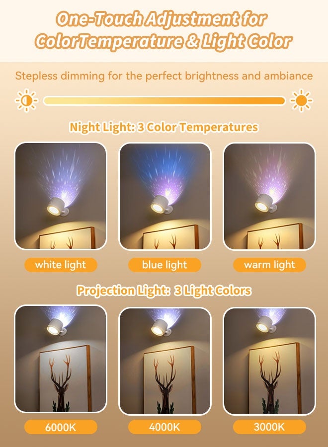 Forthcan RGB Star Projector Wall Light, 2-in-1 Rechargeable Night Light and Projection Lamp with Remote Control, Dimmable 3 Color Temperatures, Timer, 360° Adjustable Magnetic Base for Bedroom - Image 5