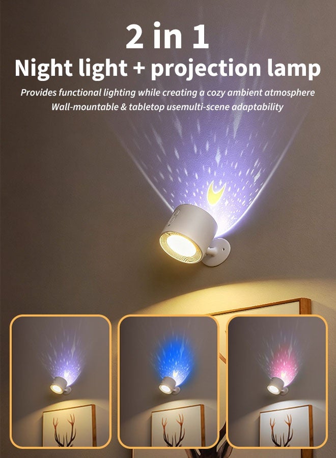 Forthcan RGB Star Projector Wall Light, 2-in-1 Rechargeable Night Light and Projection Lamp with Remote Control, Dimmable 3 Color Temperatures, Timer, 360° Adjustable Magnetic Base for Bedroom - Image 3