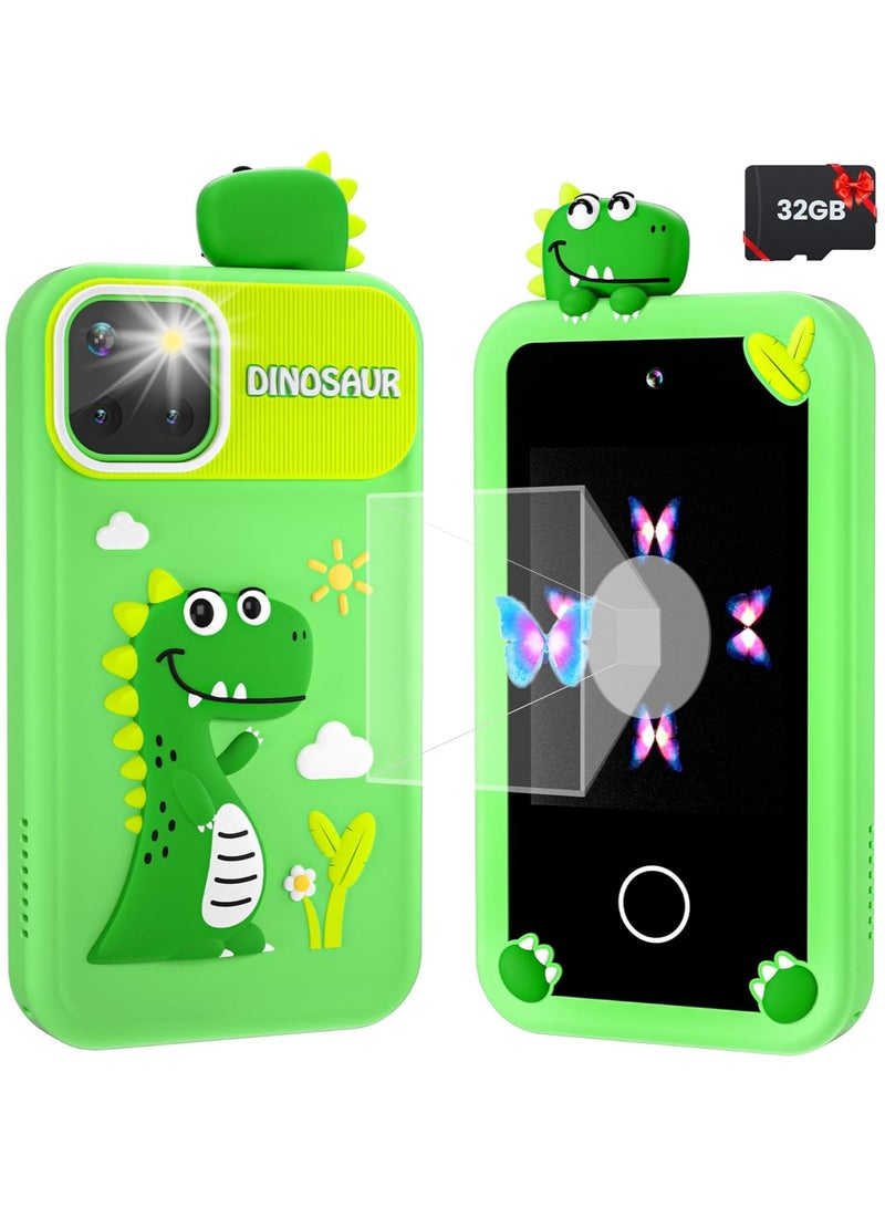 AROAQ Kids Smart Phone for Boys with 32G Card & Holographic Pyramid Birthday Gifts for Age 3-10 Kids Toys Cell Phone 2.8 Touchscreen Toddler Learning Toy Dual Lens Music Player - Image 1