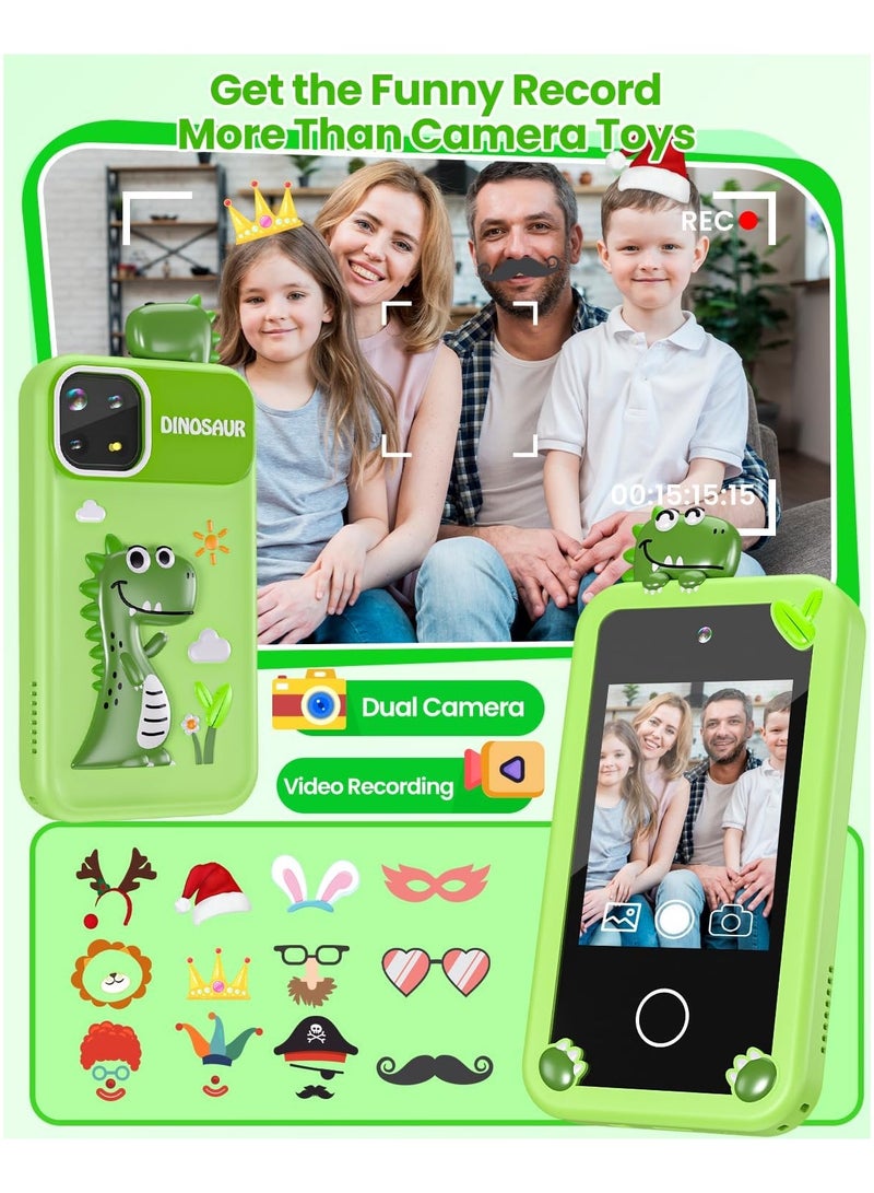 AROAQ Kids Smart Phone for Boys with 32G Card & Holographic Pyramid Birthday Gifts for Age 3-10 Kids Toys Cell Phone 2.8 Touchscreen Toddler Learning Toy Dual Lens Music Player - Image 4