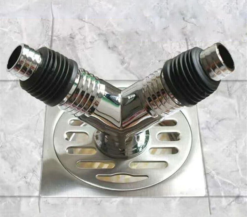 Dayish Anti Overflow Water Floor Drain with Easy Connector for Washing Machine Outlet Pipe, Deodorant Joint Elbow for Pipe - Silver (Y-Model, with Outer Ring) - Image 3