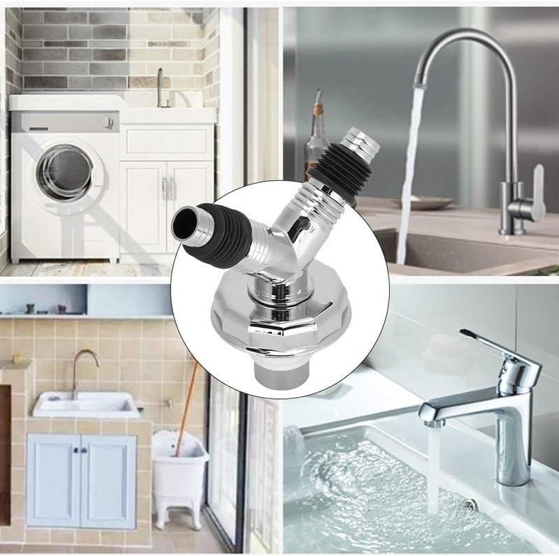 Dayish Anti Overflow Water Floor Drain with Easy Connector for Washing Machine Outlet Pipe, Deodorant Joint Elbow for Pipe - Silver (Y-Model, with Outer Ring) - Image 5