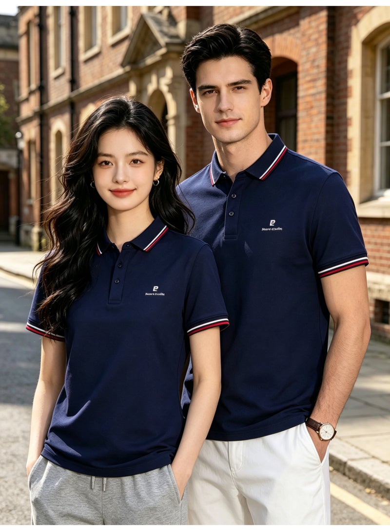 Pierre Cardin Unisex Short Sleeve Polo Shirt, Casual Breathable Top, Navy Blue - Image 4