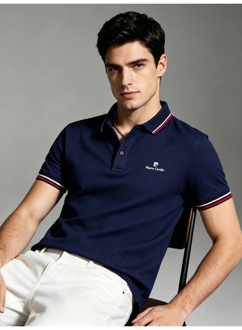 Pierre Cardin Unisex Short Sleeve Polo Shirt, Casual Breathable Top, Navy Blue - Image 1