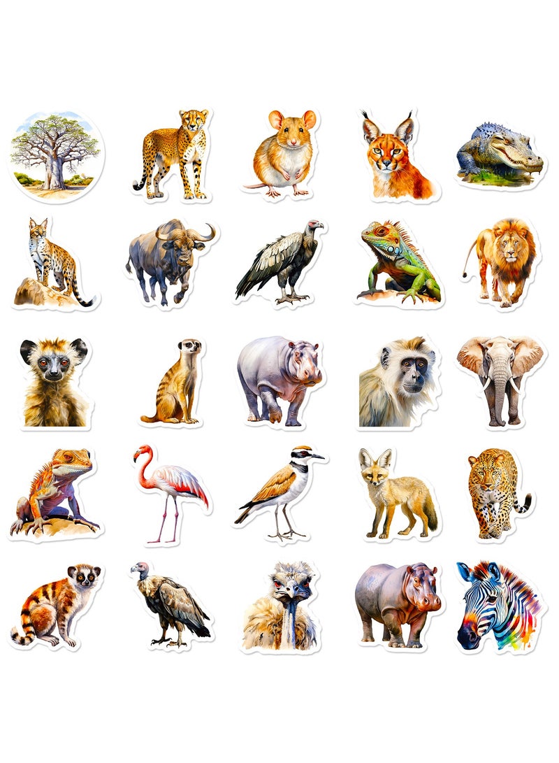 50 Pcs African Safari Animal Stickers Pack Cute Animal Stickers for Kids Adults Teens Girls Wild Jungle Zoo Animal Stickers for Water Bottles Laptop Phone Cup Luggage Bicycle Kids Stickers Bulk - Image 4