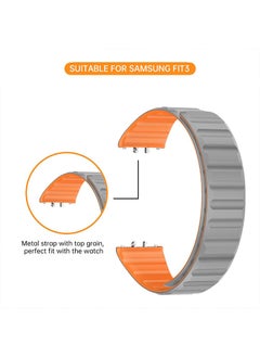 O Ozone Silicone Loop Magnetic Watch Band For Samsung Galaxy Fit 3, Soft Silicone Sport Breathable Replacement Band for Men Women- Beige/orange  - Image 3