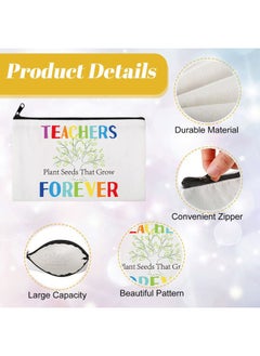 Saintrygo 15 Pieces Teacher Appreciation Gifts Teacher Makeup Pouch Cosmetic Bag Teacher Thank You Gifts for Women Travel Toiletry Case Pencil Bag with Zipper for Teacher, 3 Styles (Tree)  - Image 3