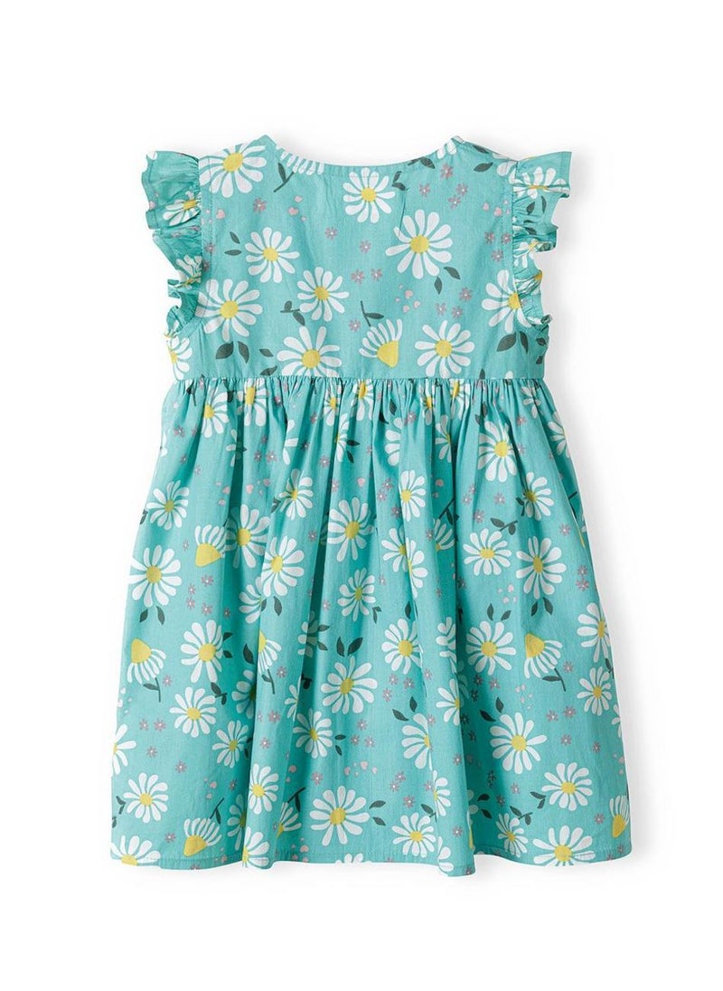 MINOTI Girls dress frilled sleeves floral green - Image 3