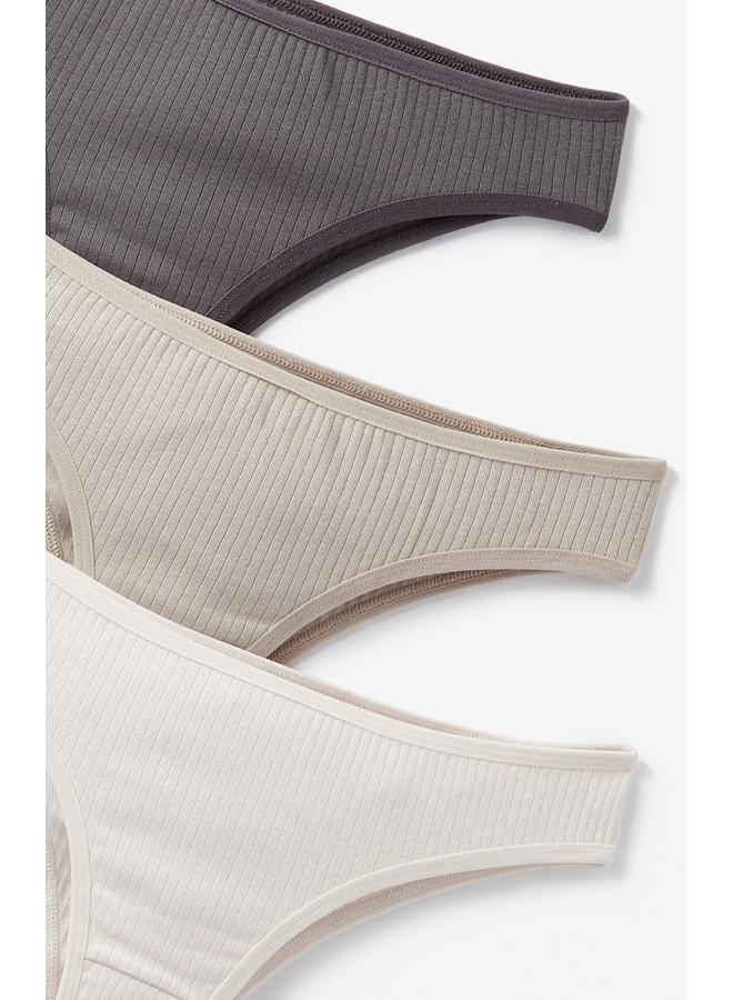 JUNE Women 3-Pack Brazilian Panties Smoke color - Ecru - Grey - Image 3