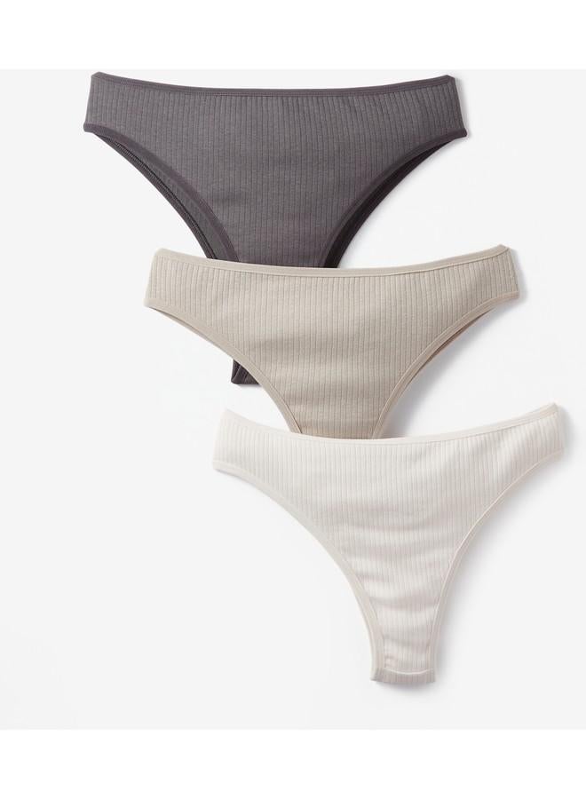 JUNE Women 3-Pack Brazilian Panties Smoke color - Ecru - Grey - Image 2