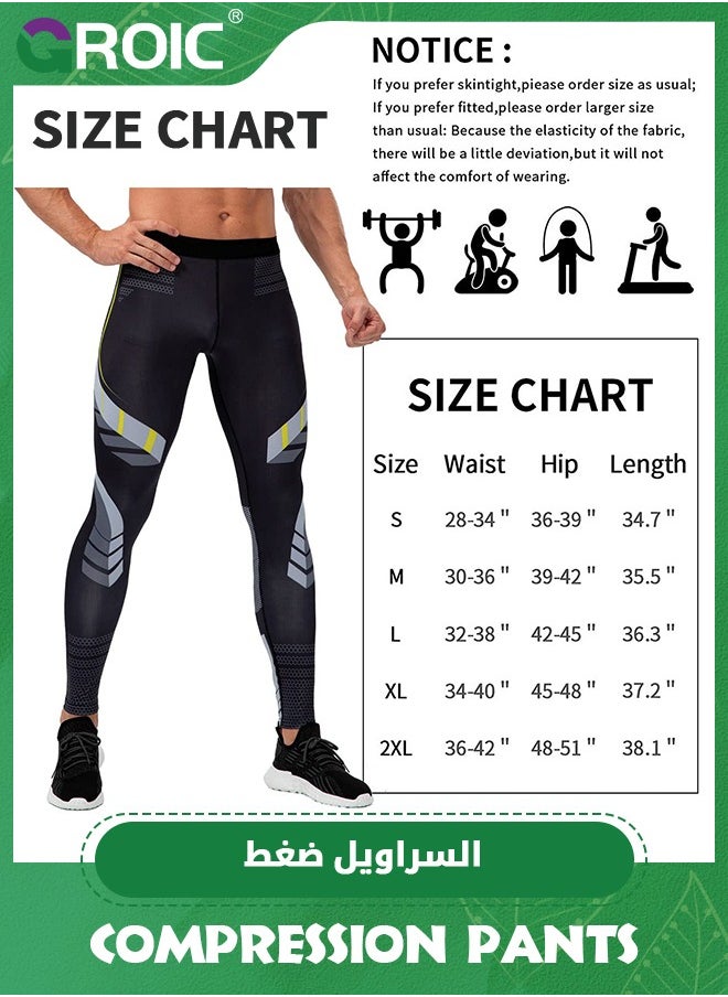 سراويل ضغط للرجال، سراويل رياضية ضيقة للرجال في صالة الألعاب الرياضية والجري، سراويل ضيقة رياضية باردة وجافة، سراويل ضاغطة، سراويل رياضية ضيقة للتمرين
