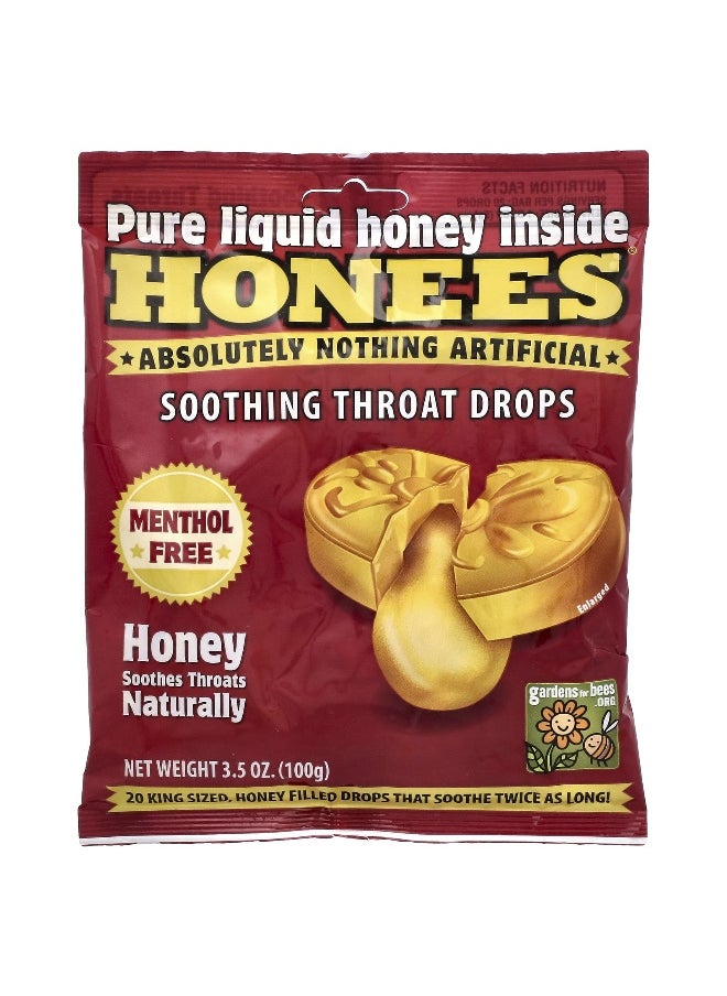 Honees Honees, Soothing Throat Drops, Honey, 20 King Size Drops, 3.5 oz (100 g)  - Image 1
