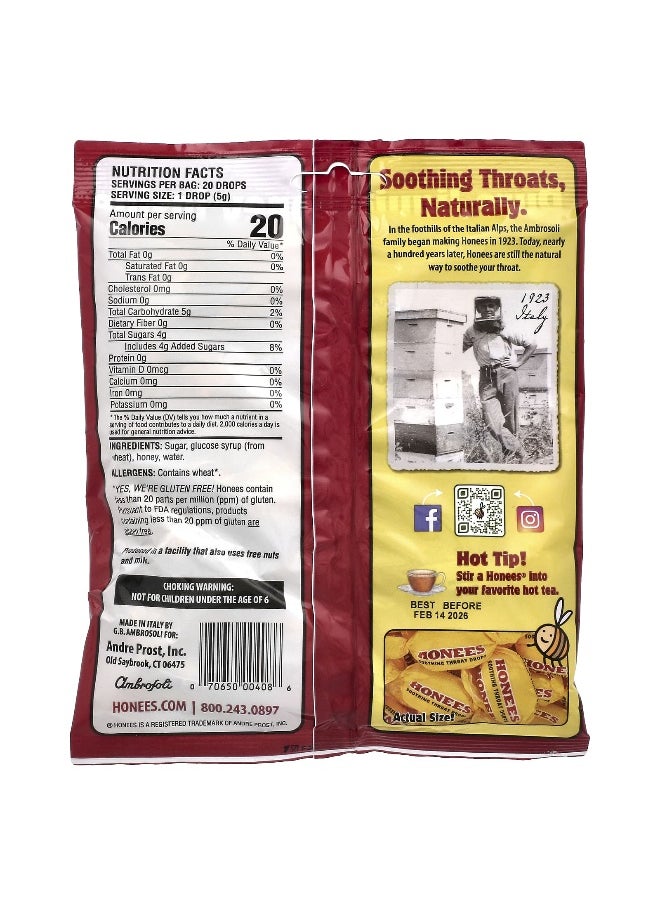 Honees Honees, Soothing Throat Drops, Honey, 20 King Size Drops, 3.5 oz (100 g)  - Image 2