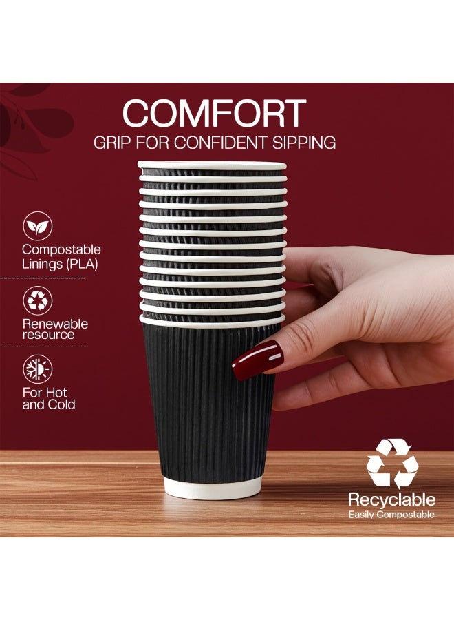 EcoEdge 8 Oz Disposable Triple Layered Black Party Paper Cups (Pack of 50) | Recyclable, Chemical and Plastic Free | For Parties, Restaurants, Hotels, Offices, Cafes, Daily Use | 100% Sustainable - Image 5