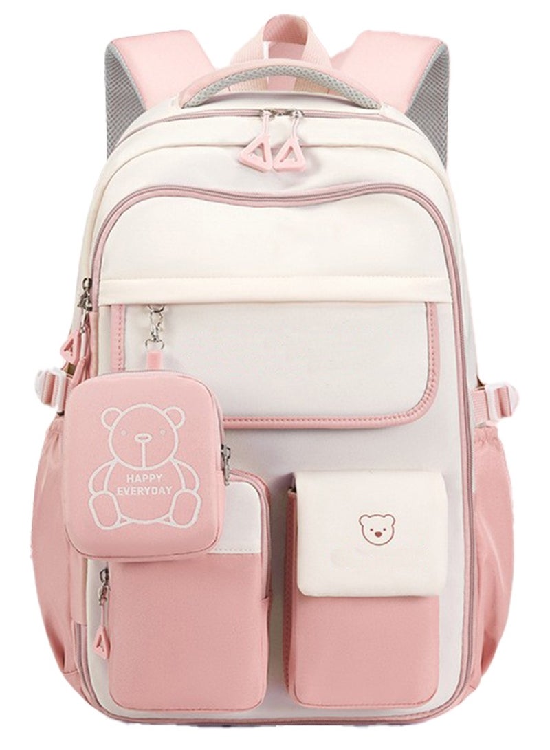 Sky View SKY VIEW Kids Backpack Girls And Boys Side-opening Refrigerator Lightweight Elementary Schoolbag Cute Cartoon Bear Large Capacity School Laptop Bookbags For Teens Students Pink 