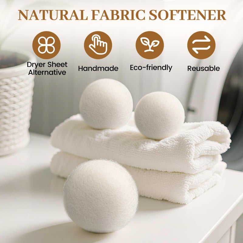 AltarreT Wool Dryer Balls Handmade 3 Pack XL, Laundry Dryer Lint Balls, Reusable New Zealand Wool Natural Fabric Softener Essentials, Replace Dryer Sheets, Wrinkles Free, Shorten Drying Time - Image 3